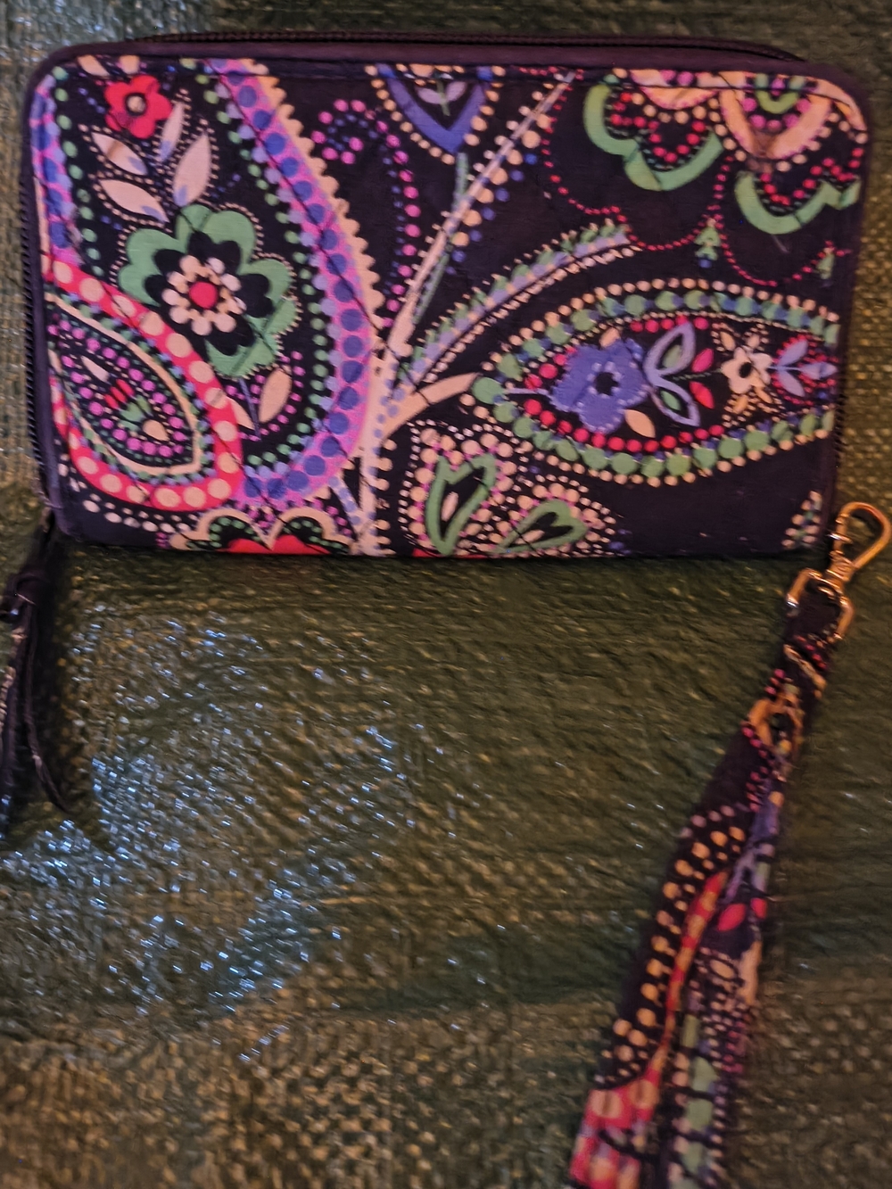 Vera Bradley Navy Paisley Wristlet Wallet
